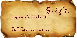 Zupka Árpád névjegykártya